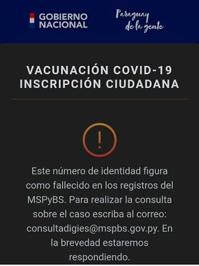 Al menos 17 personas deberán demostrar que no están muertas para vacunarse - Nacionales - ABC Color