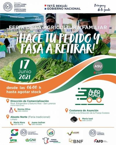 Feria de la Agricultura Familiar se efectuará esta semana en Asunción, Limpio y San Lorenzo