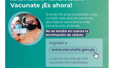 Desde mañana personas de 55 años por cumplir en adelante se vacunan sin importar terminación de cédula