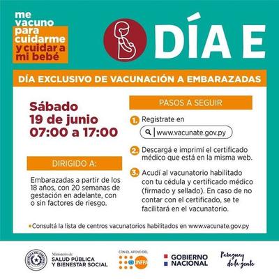 “Día E”: vacunación exclusiva para embarazadas, este sábado – Prensa 5