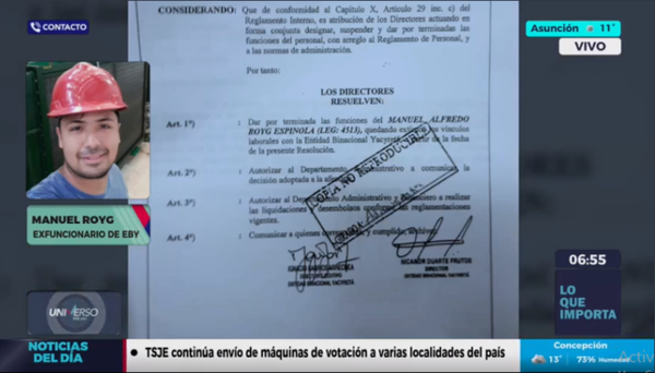 Diario HOY | Rajan a funcionario de la EBY por negarse a operar a favor de Centurión