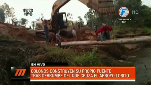 Pobladores se ingenian para instalar puente provisorio en Cruce Tacuatí 