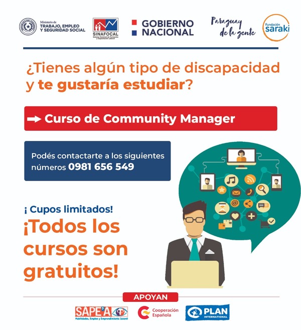 Sinafocal ofrece curso gratuito de Community Manager a personas con discapacidad | .::Agencia IP::.