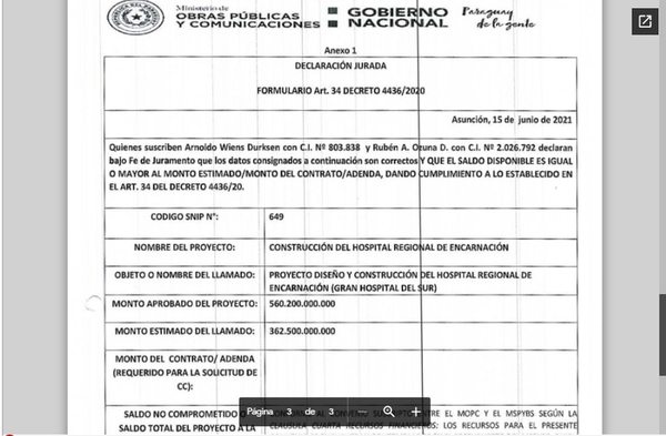 MOPC aprobó el pliego de bases y condiciones el “Gran Hospital del Sur” - Nacionales - ABC Color