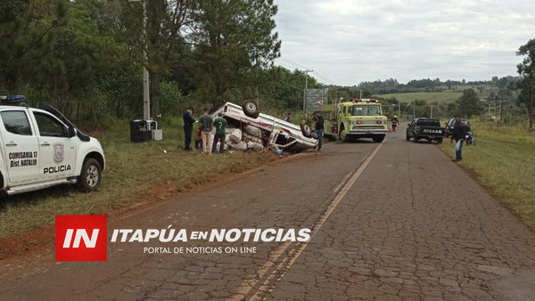 CONDUCTOR RESULTÓ HERIDO LUEGO DEL VUELCO SOBRE RUTA 7.