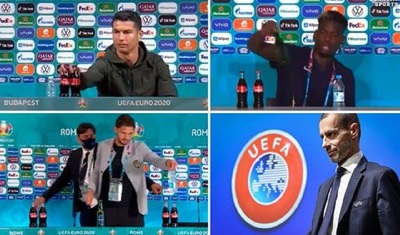 La UEFA pide a los jugadores de la Eurocopa 2020 que dejen de retirar las bebidas de los patrocinadores