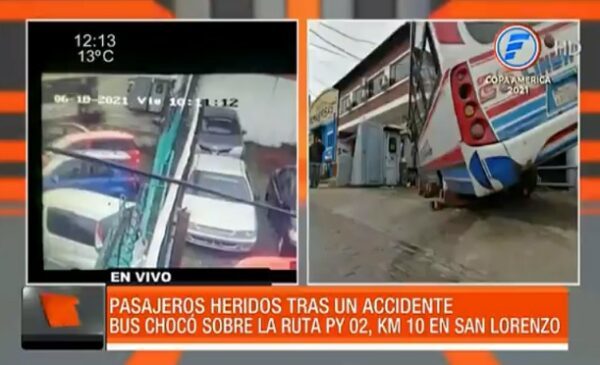 Camioneta del MOPC embiste a bus en San Lorenzo