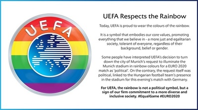 UEFA se viste con los colores del arcoíris, pero mantiene su decisión