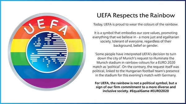 UEFA se viste con los colores del arcoíris, pero mantiene su decisión