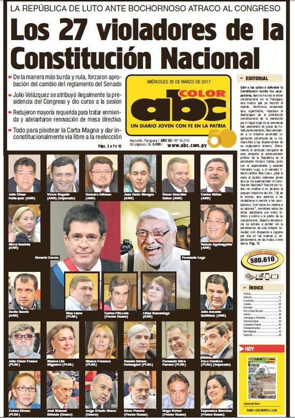 HC olvida su pacto con la izquierda y la sangre que tiñó la enmienda mau - Nacionales - ABC Color