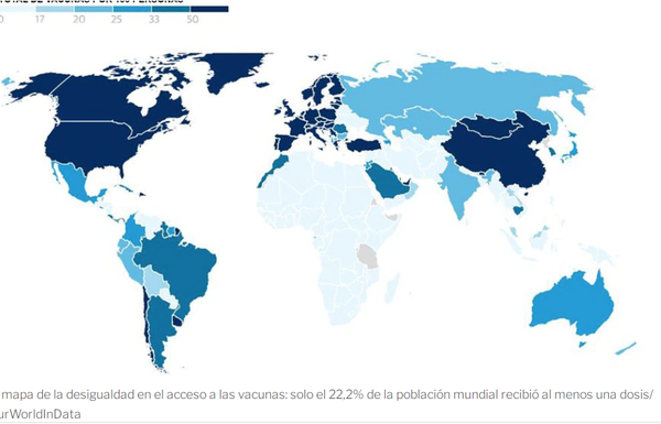 MUNDO | Vacunación contra el COVID-19: sólo el 22% de la población mundial recibió al menos una dosis