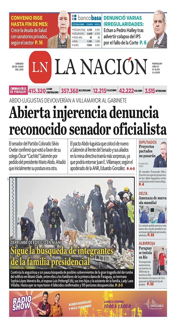 Portadas de este sábado 26 de junio de 2021