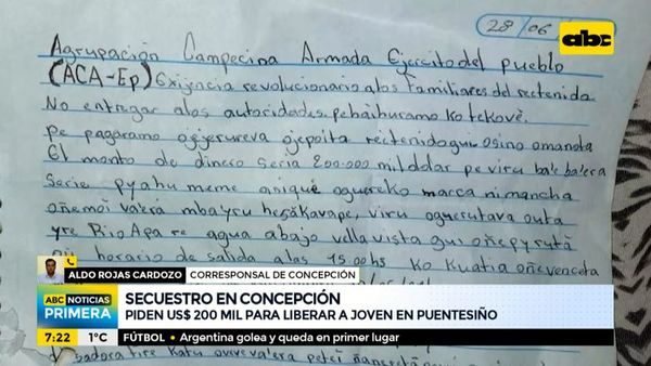 Secuestran a joven en Concepción y piden US$ 200.000 para liberarlo - ABC Noticias - ABC Color