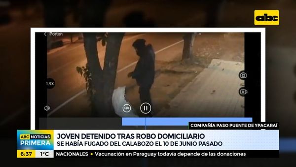 Joven detenido tras robo domiciliario en Ypacaraí - ABC Noticias - ABC Color