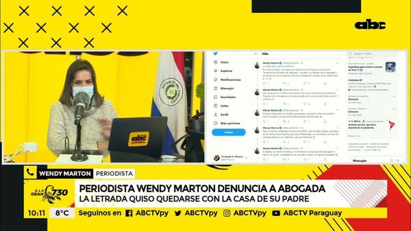 Periodista denuncia a abogada que quiso quedarse con la casa de su padre - A la gran 730 - ABC Color