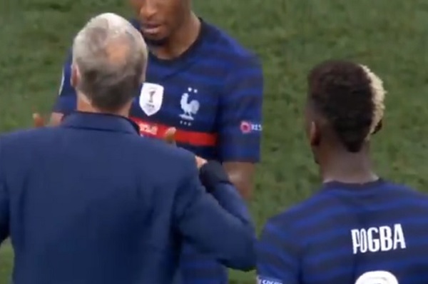 Pogba separa a Coman y Deschamps durante acalorada discusión