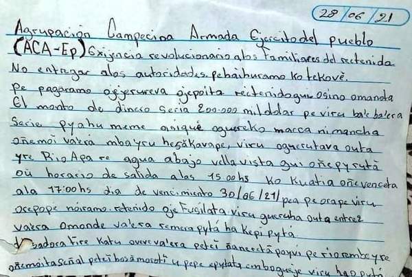 FTC prácticamente sin dudas de la autoría de ACA-EP en el secuestro en Puentesiño | Ñanduti