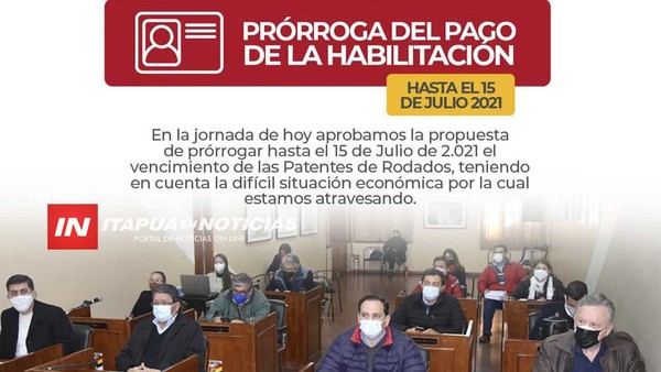 PRORROGAN VENCIMIENTO DE LA HABILITACIÓN DE RODADOS.