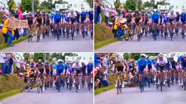 ¿Qué? Habla la espectadora que causó accidente masivo en el Tour de Francia (VIDEO)