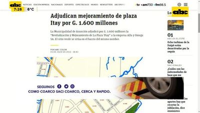 Adjudican mejoramiento de Plaza Itay, mientras Nenecho pide millonaria reprogramación - ABC Noticias - ABC Color