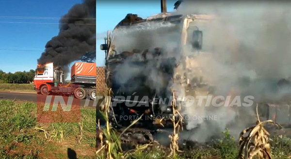 CAMIÓN SE INCENDIÓ EN SAN JUAN DEL PARANÁ