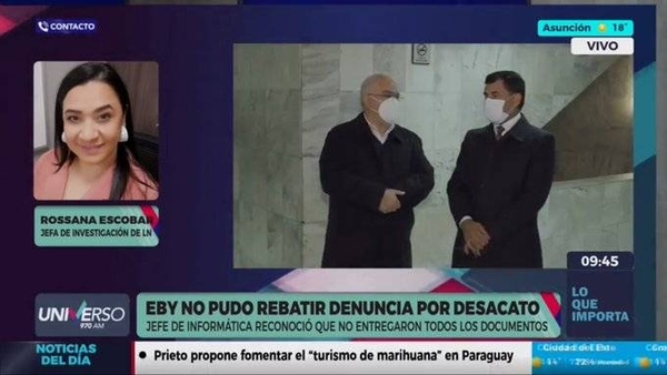 Diario HOY | EBY no pudo rebatir denuncia por desacato, al respecto Rossana Escobar, jefa de investigación de LN