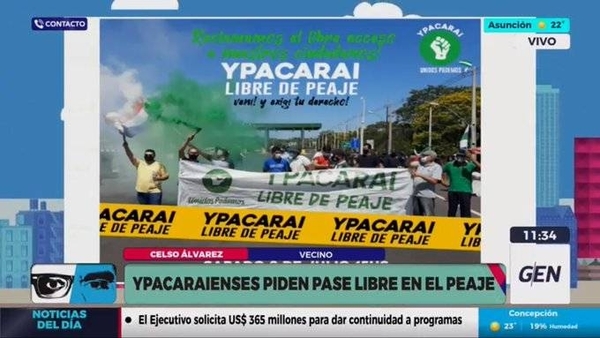 Diario HOY | Ciudadanos de Ypacaraí se movilizan para exigir el pase libre en el peaje, nos comenta Celso Álvarez