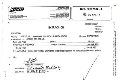 Concejal retiró casi G.  500 millones a título personal de cuenta municipal - Nacionales - ABC Color