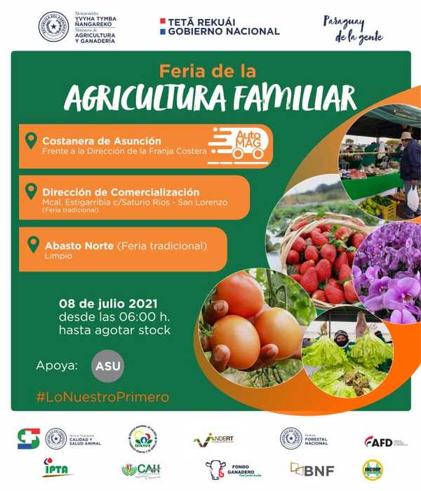Feria de la Agricultura Familiar Campesina se realizará este jueves en Asunción, Limpio y San Lorenzo | .::Agencia IP::.