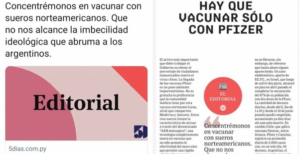 Diario HOY | Fustigan a medio por cuestionada posición de “vacunar sólo con Pfizer”