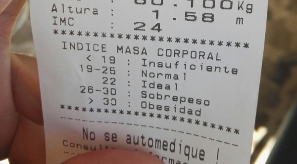 NUTRICIONISTAS CUESTIONAN QUE SE VALIDE OBESIDAD CON TICKETS DE BALANZAS ELECTRÓNICAS