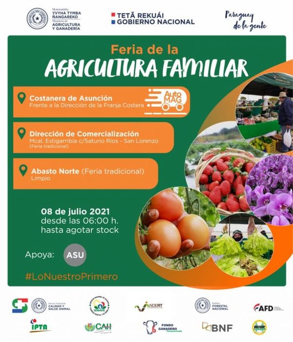 Feria de la Agricultura Familiar Campesina se realizará este jueves en Asunción, Limpio y San Lorenzo | OnLivePy
