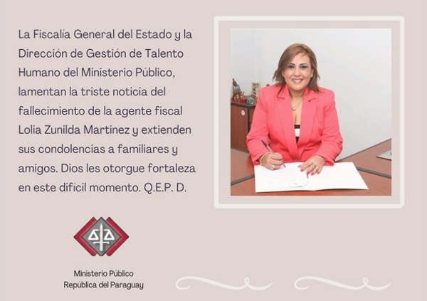 Fiscal Lolia Zunilda Martínez falleció a consecuencia del Covid-19 - ADN Digital