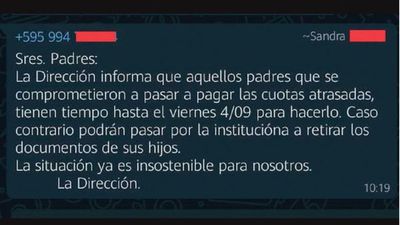 Sacan del wasap a los padres que no pagan