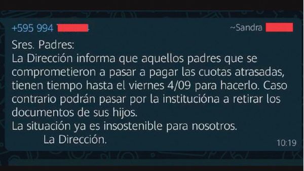 Sacan del wasap a los padres que no pagan