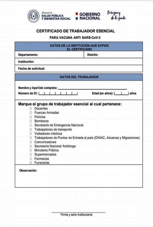 Certificado que debe ser llevado al momento de vacunación – Prensa 5