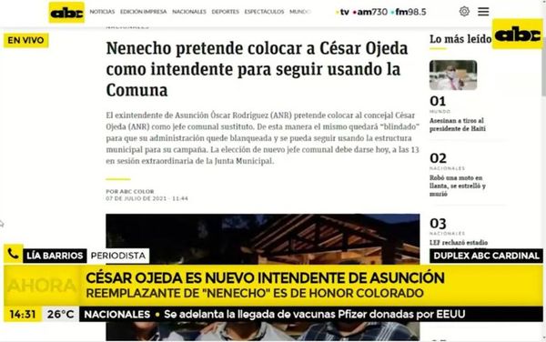 César Ojeda es nuevo intendente de Asunción - ABC Noticias - ABC Color