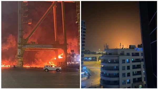 Fuerte explosión desató un incendio en el principal puerto de Dubai