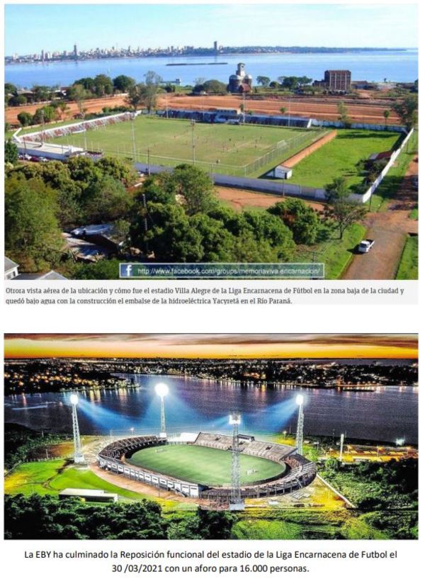 Yacyretá cumplió con obra aprobada para el estadio de la Liga Encarnacena | .::Agencia IP::.