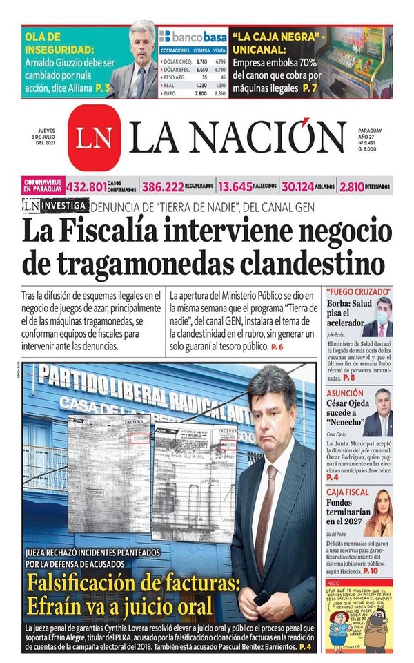 Portadas de este jueves 8 de julio de 2021