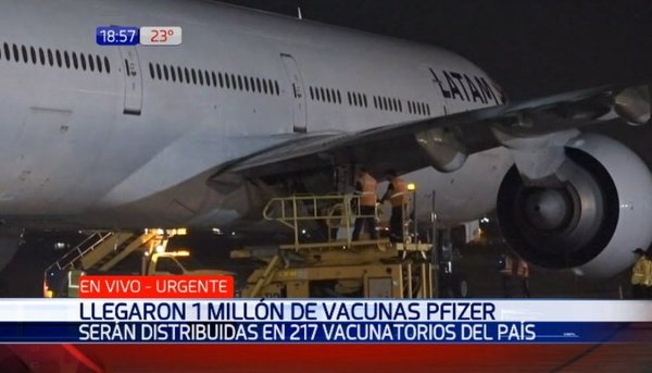 Llegaron las 1 millón de dosis Pfizer donadas por Estados Unidos | Noticias Paraguay