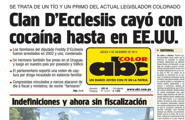 San Pedro renovará intendentes con disputa entre D’Ecclesiis y Giménez   - Nacionales - ABC Color