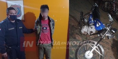 UNA MOTOCICLETA RECUPERADA EN LA PAZ CON UN APREHENDIDO. 