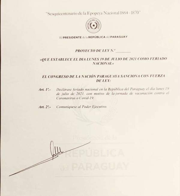 Ejecutivo pide que el 19 de julio sea feriado nacional para vacunación masiva | El Independiente