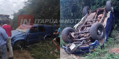 NEUMÁTICO REVIENTA Y PROVOCA VUELCO DE UN VEHÍCULO EN UN CAMINO RURAL