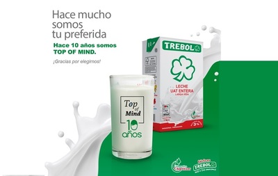 ¿Pensás en lácteos? Pensás en Trebol. Top Of Mind por décimo año consecutivo