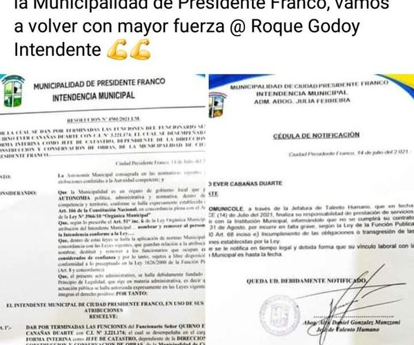 Julia Ferreira inicia feroz persecución a liberales en la Municipalidad de Franco