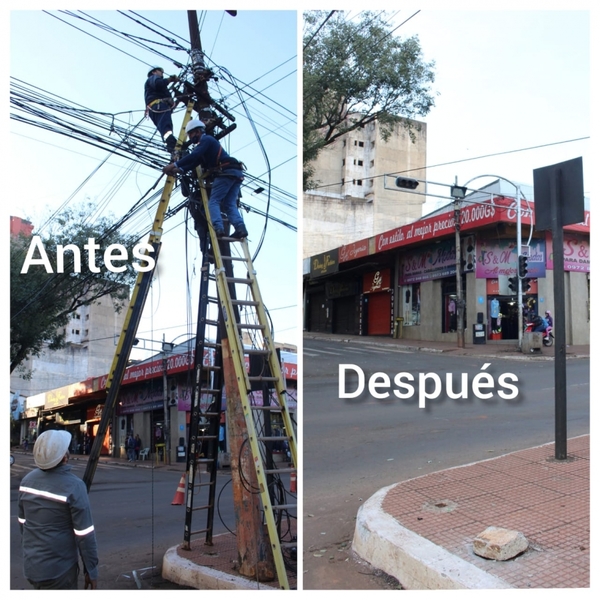 ANDE retira maraña de cables del microcentro de Ciudad del Este - La Clave