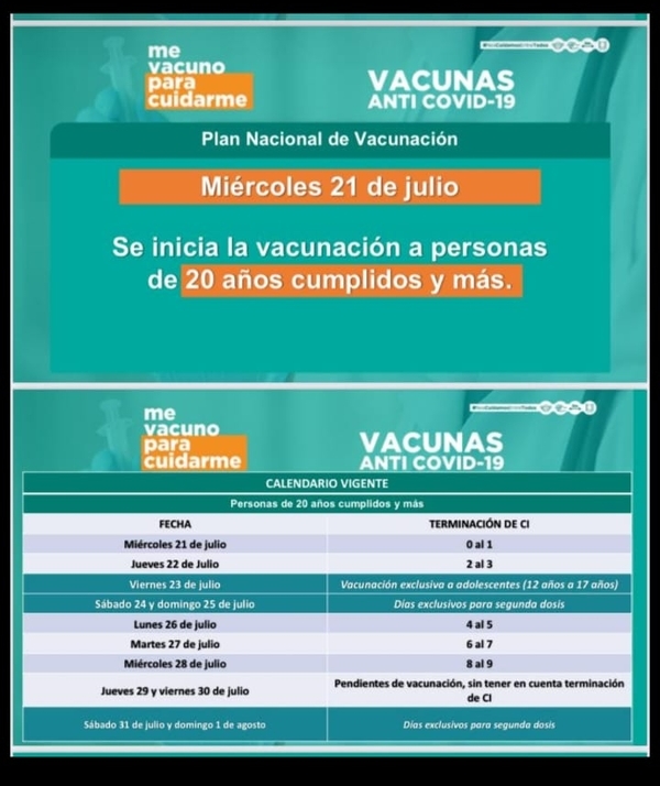 Habilitan vacunación a jóvenes desde 20 años y a adolescentes con comorbilidad