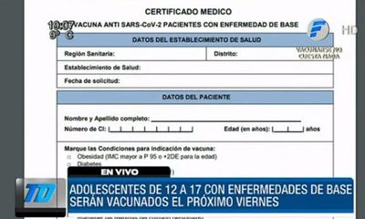 Vacunarán a adolescentes de 12 a 17 años con enfermedades de base | Telefuturo